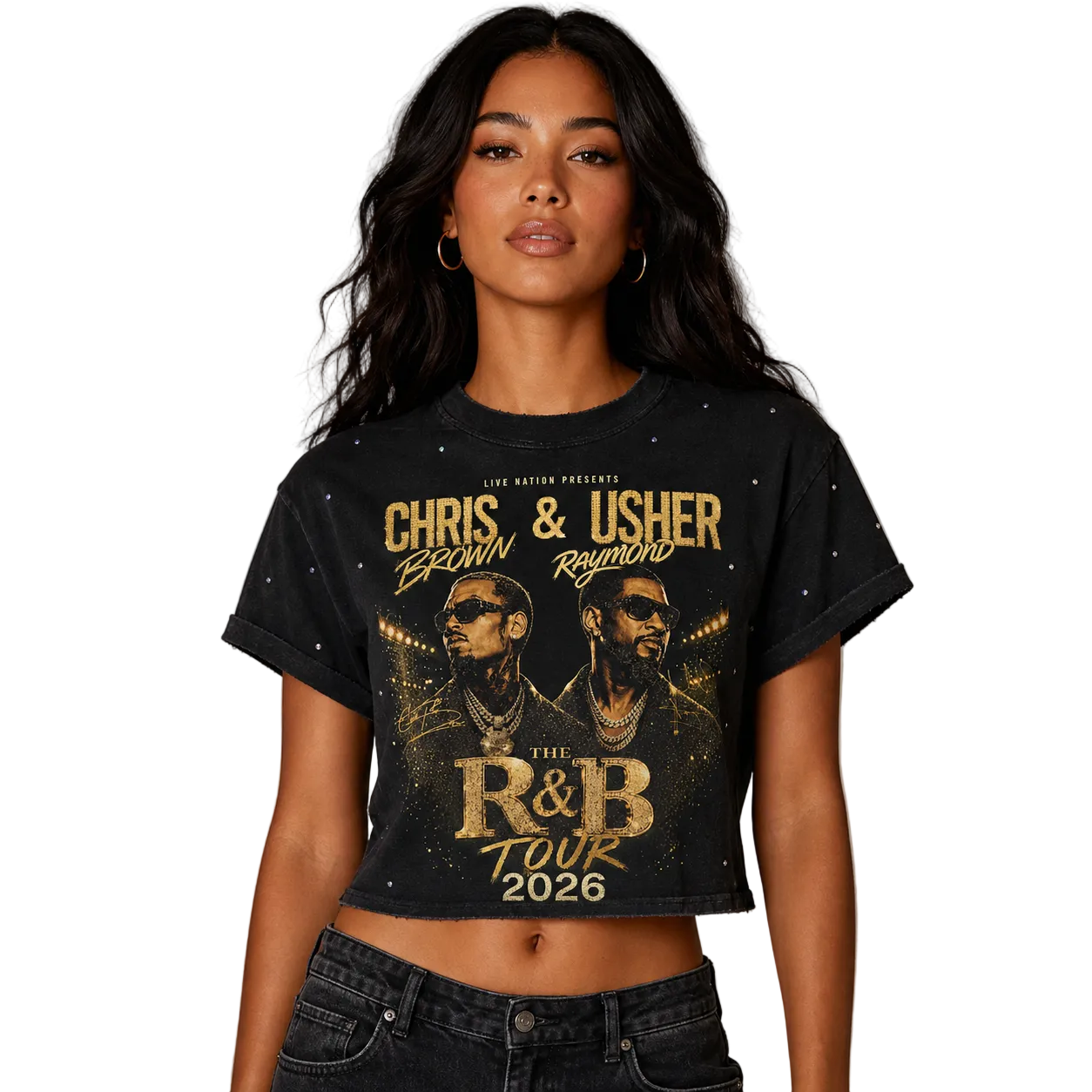 Chris Brown Usher 2026 Tour Cropped Tee