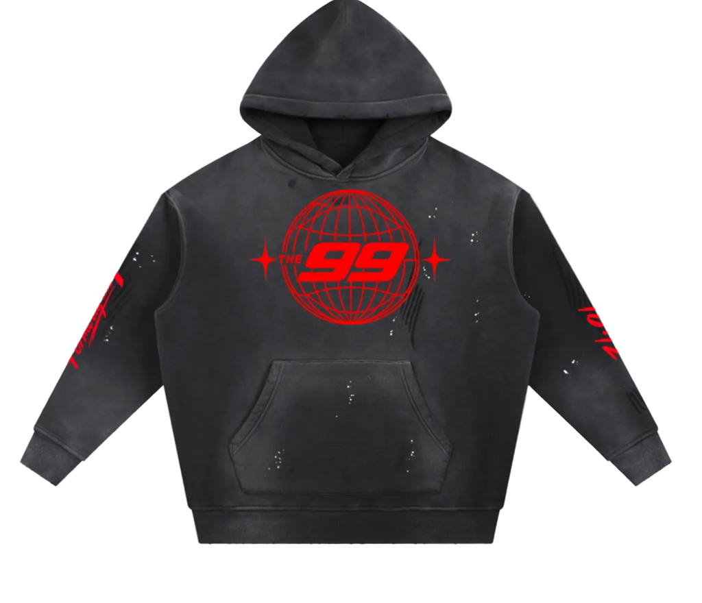Vintage Washed Frayed Fleece Hoodie