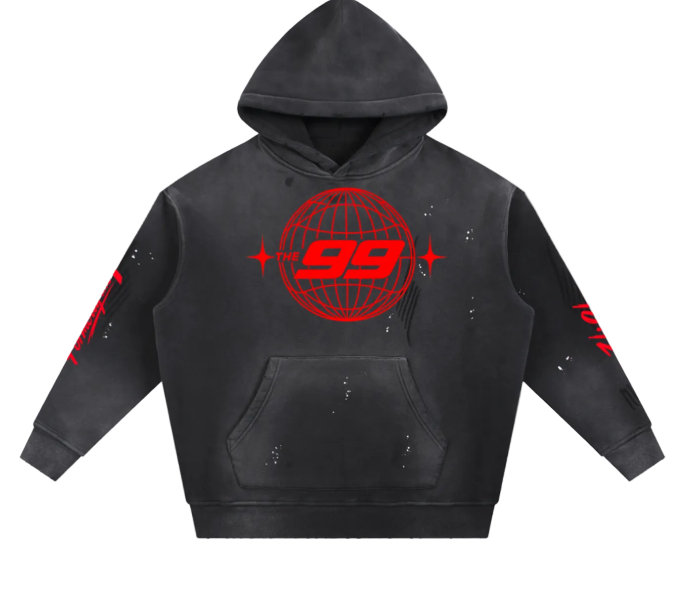 Vintage Washed Frayed Fleece Hoodie