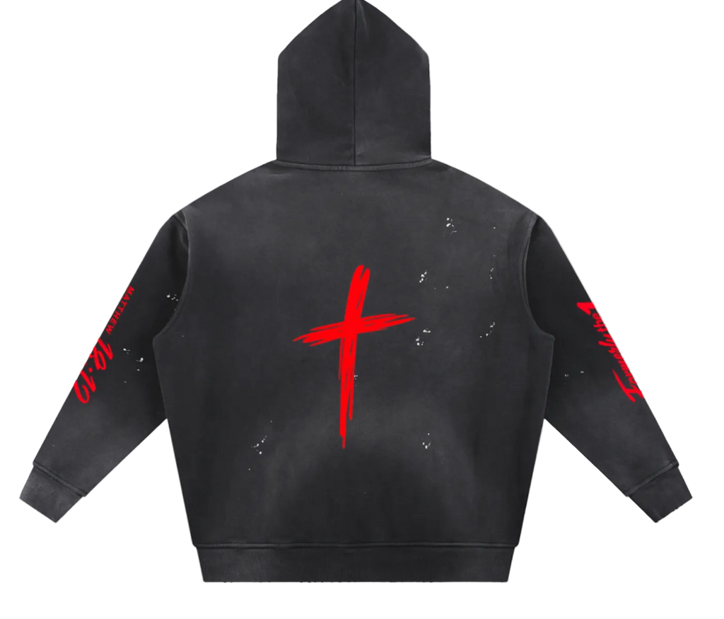 Vintage Washed Frayed Fleece Hoodie