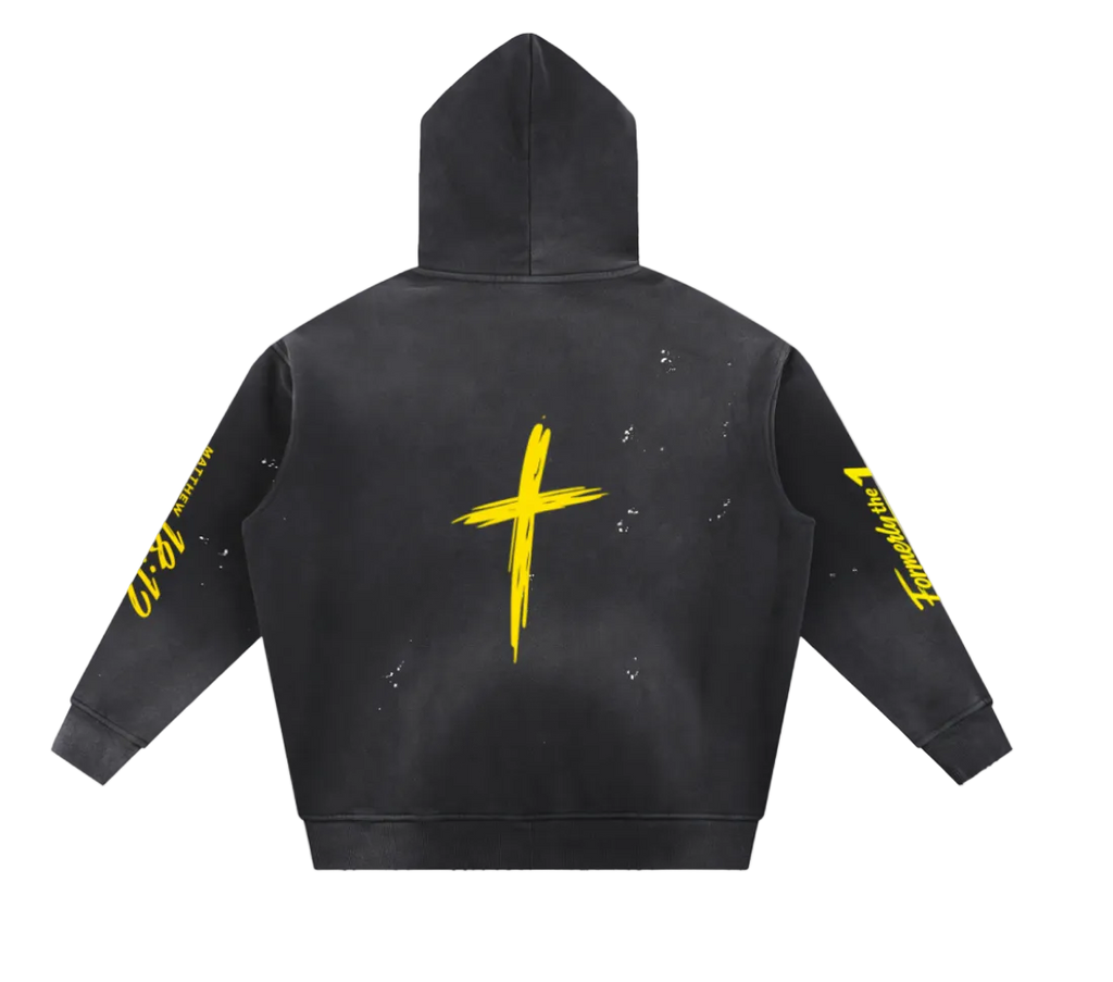 Vintage Washed Frayed Fleece Hoodie