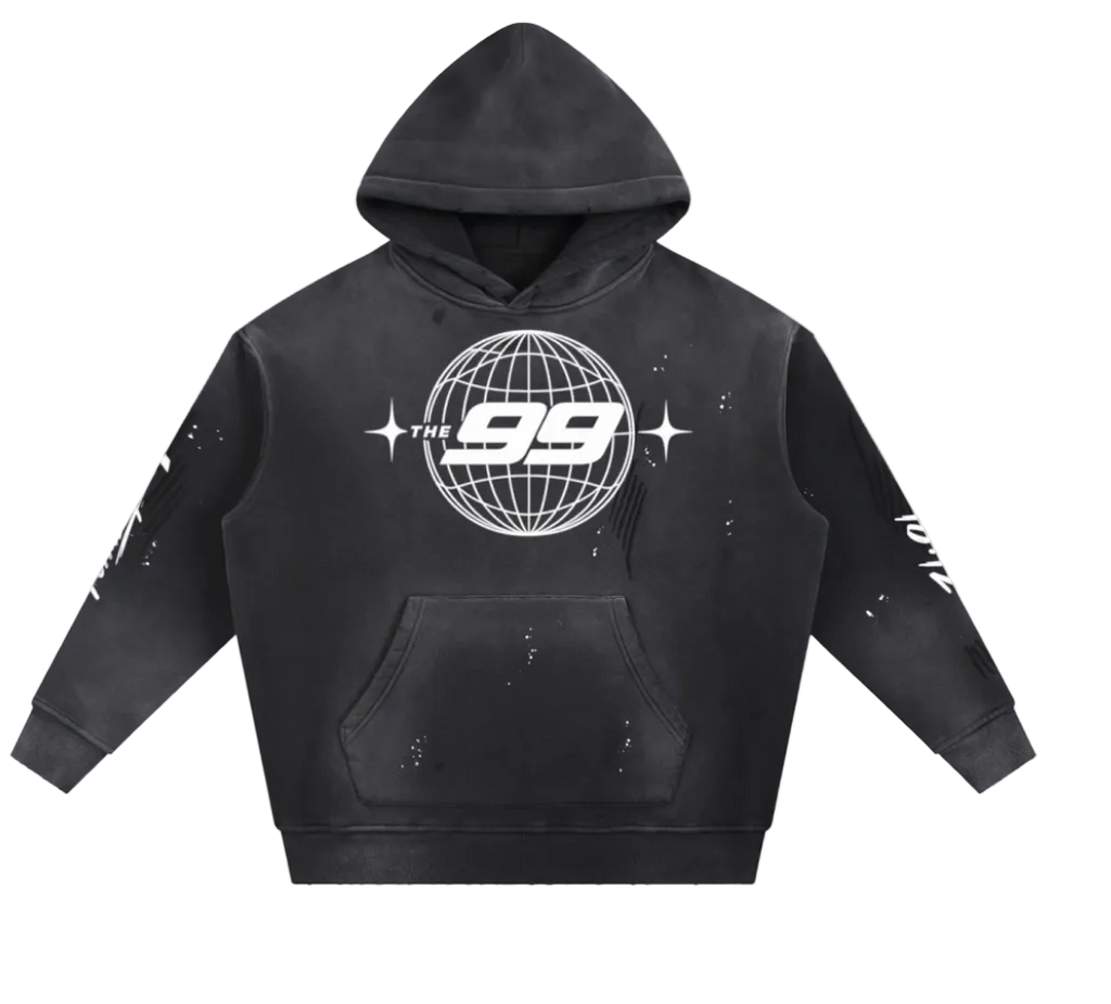Vintage Washed Frayed Fleece Hoodie