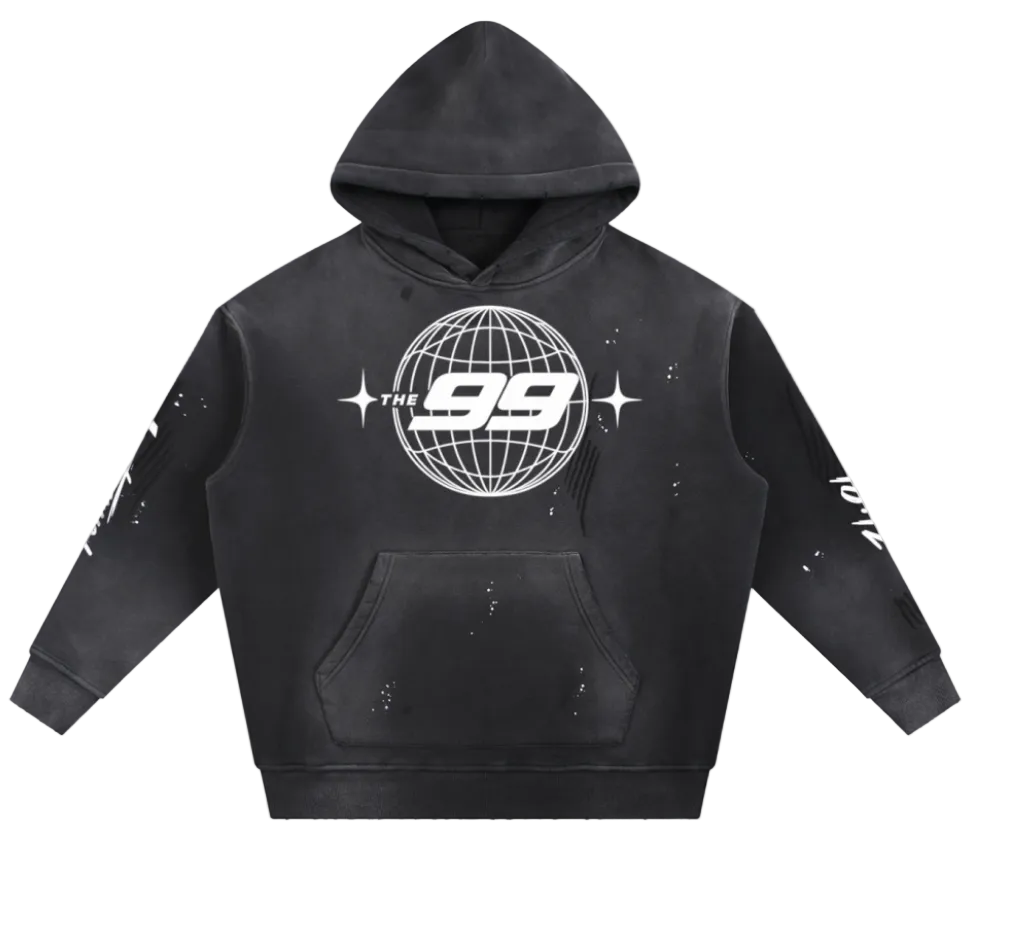 Vintage Washed Frayed Fleece Hoodie