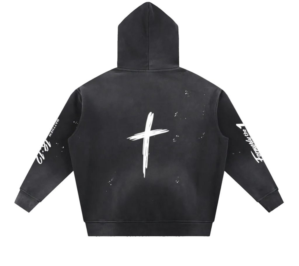 Vintage Washed Frayed Fleece Hoodie