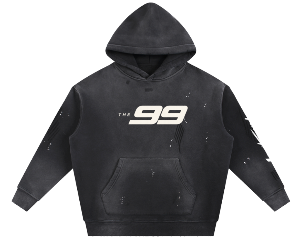 Vintage Washed Frayed Fleece Hoodie V2