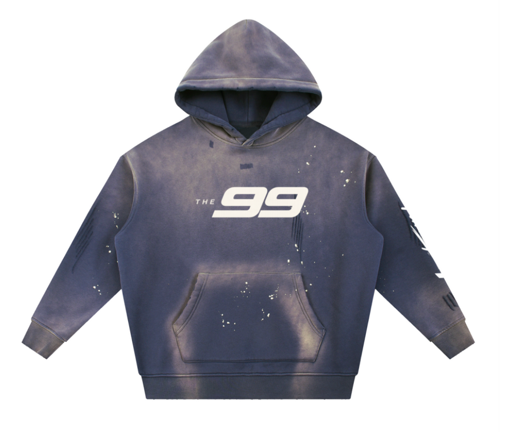 Vintage Washed Frayed Fleece Hoodie V2