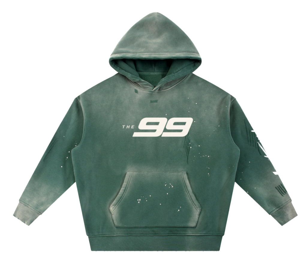 Vintage Washed Frayed Fleece Hoodie V2